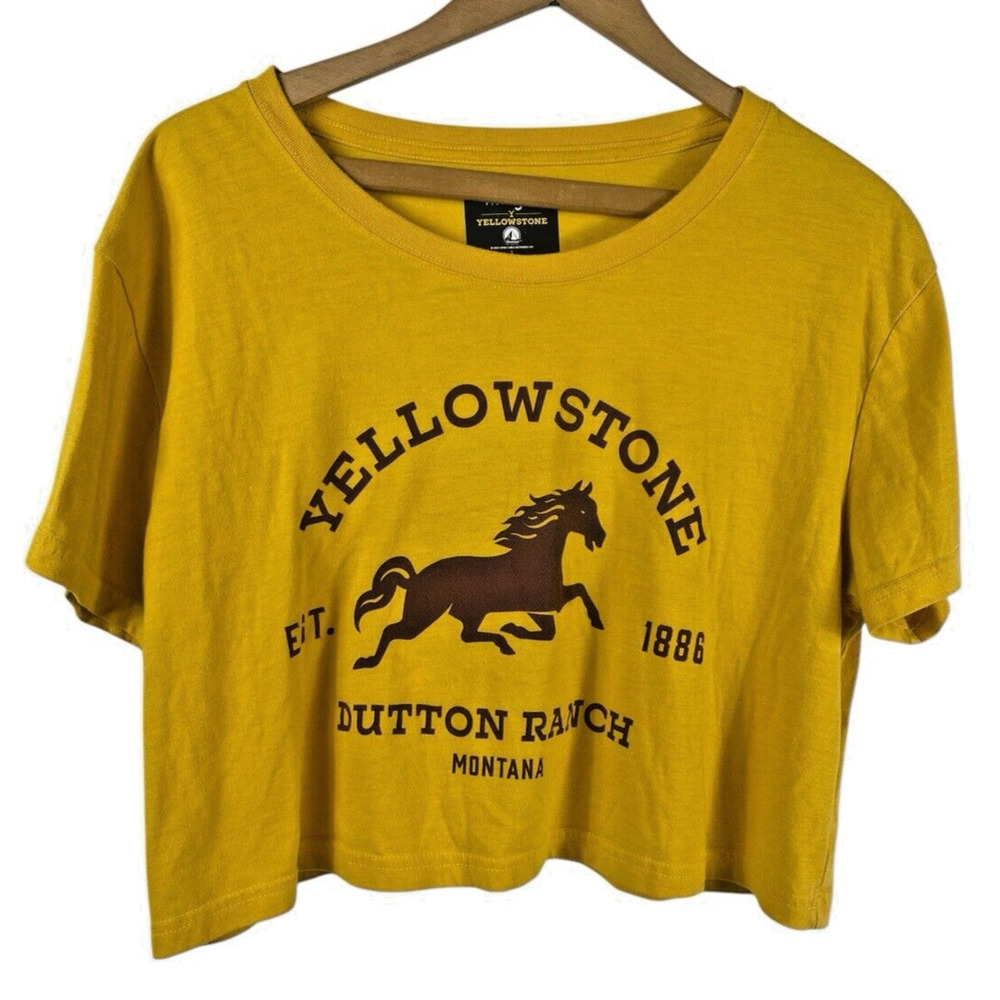 Yellowstone Dutton Ranch Crop Top T Shirt Size L Womens Knit Western Countrycore
